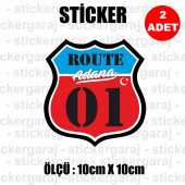 01 ADANA 2 adet plaka sticker - il sehir rota etiket - kask motosiklet otomobil araba pc laptop bilgisayar cam uyumlu - 1