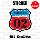 02 ADIIYAMAN 2 adet plaka sticker - il sehir rota etiket - 1