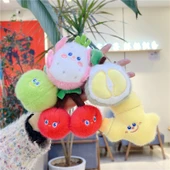 Sevimli Vizon Tüylü Meyve Sebze Peluş Bebek Kolye Anahtarlık - 10cm Ananas, 8-14cm Altın Metal Tokalı - 2