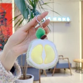 Sevimli Vizon Tüylü Meyve Sebze Peluş Bebek Kolye Anahtarlık - 10cm Ananas, 8-14cm Altın Metal Tokalı - 10