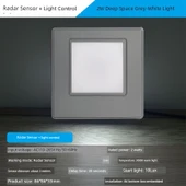 LED 86 Tip Radar Sensörlü Koridor Lambası - Gri 2W Beyaz Işık (Ayarsız, Radar Sensörlü) - 1