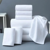 Otel Tipi Beyaz Pamuklu Banyo Havlusu 600g İş Oteli 75x150cm thumbnail 5