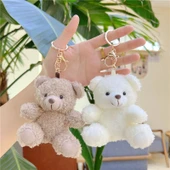 11cm Peluş Oyuncak Ayıcık Kolye - Kahverengi Altın Tokalı - 7