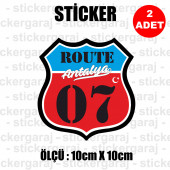 07 ANTALYA 2 adet plaka sticker - il sehir rota etiket - kask motosiklet otomobil araba pc laptop bilgisayar cam uyumlu - 1