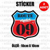 09 AYDIN 2 adet plaka sticker - il sehir rota etiket - kask motosiklet otomobil araba pc laptop bilgisayar cam uyumlu - 1
