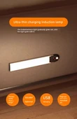 LED Kablosuz Hareket Sensörlü Gece Lambası - Ultra İnce 60cm Siyah/Gümüş Üç Renk Kısılabilir - 8