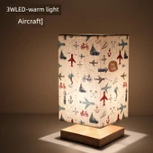 İskandinav Çocuk Odası Gece Lambası - Uçak Desenli 3W LED - Düğmeli Anahtar - 1