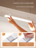 LED Kablosuz Hareket Sensörlü Gece Lambası - Ultra İnce 60cm Siyah/Gümüş Üç Renk Kısılabilir - 5