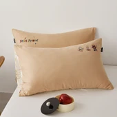 Çizgi Film Pamuklu Yastık Kılıfı - Hayvan Partisi Tekli Nakışlı Baskılı 48cm x 74cm - 1