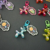 Şeker Renkli Balon Köpek Anahtarlık - Gri A447 - 3