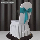 Polyester Sandalye Fiyonk Bağlama - Tavus Kuşu Mavisi (Kılıfsız) - 1