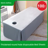 Beyaz Tek Kullanımlık Masaj Yatağı Örtüsü - Yuvarlak Delikli 80x190cm - 60 Adet - Su Geçirmez ve Yağa Dayanıklı - 5