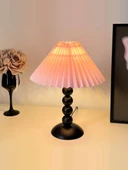 Retro Pileli Masa Lambası - Bej Kapaklı (Model 2) - Düğmeli Anahtar - 3