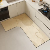 L Şeklinde Diatomit Mutfak Halısı - 90*135*45cm - Puslu - 1