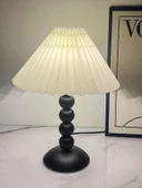 Retro Pileli Masa Lambası - Bej Kapaklı (Model 2) - Düğmeli Anahtar - 5