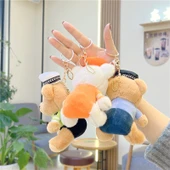 Sevimli İtfaiyeci Ayı Anahtarlık - Mavi Altın Tokalı - 13cm - 8
