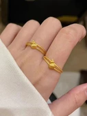 18K Altın Kaplama Ayarlanabilir Kabak Yüzük - Kadın - 4