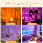 LED Bluetooth Ses Projektörlü Gece Lambası - Ahşap Desenli + Bluetooth Ses + Şarjlı Kumanda + 17 Renk - 6