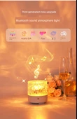 LED Bluetooth Ses Projektörlü Gece Lambası - Ahşap Desenli + Bluetooth Ses + Şarjlı Kumanda + 17 Renk - 7