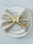Restoran Peçete Tokası - Küçük Yaprak Gümüş Rengi - 46x46 cm - 3