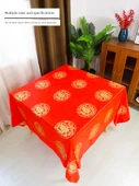 Düğün Ziyafet Kırmızı Masa Örtüsü - 2.2m Full House Desenli - 10 Adet (Geliştirilmiş Kalın) thumbnail 5