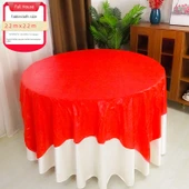 Düğün Ziyafet Kırmızı Masa Örtüsü - 2.2m Full House Desenli - 10 Adet (Geliştirilmiş Kalın) thumbnail 1