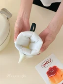 Mutfak Isı Yalıtımlı Silikon Eldiven - Küçük Çiçekli Krem Beyaz Kanvas - 10