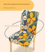 Lastikli Kaymaz Sandalye Kılıfı - Yüzen Çiçekler Desenli - 1'li Paket thumbnail 10