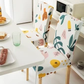 Lastikli Kaymaz Sandalye Kılıfı - Yüzen Çiçekler Desenli - 1'li Paket thumbnail 1