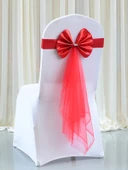 Düğün Sandalye Arkası Kuşağı - Turuncu Kırmızı - 6x73cm - 4