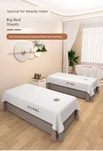 Güzellik Salonu Yatak Örtüsü 240x140cm - Gri Baş Baskılı - Delikli - 5