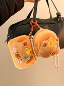 Sevimli Kapibara Peluş Bozuk Para Cüzdanı - Sırt Çantası Şekilli (İncili Zincirli) - 6