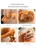 Sevimli Kapibara Peluş Bozuk Para Cüzdanı - Sırt Çantası Şekilli (İncili Zincirli) - 5