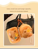Sevimli Kapibara Peluş Bozuk Para Cüzdanı - Sırt Çantası Şekilli (İncili Zincirli) - 10