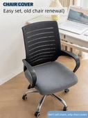 Elastik Kadife Ofis Sandalyesi Kılıfı - Koyu Gri - Küçük (35-44cm) - 2