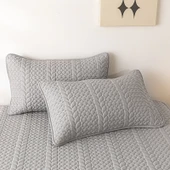 Kapitone Yastık Kılıfı 48x74 - Buğday Başağı Açık Gri Çiftli (Su Geçirmez Değil) thumbnail 1