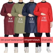 Uzun Kollu Su Geçirmez Mutfak Önlüğü - Mor thumbnail 2