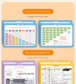 İlkokul Matematik Formülleri Masa Takvimi - Çivili Tahta Değer Seti - 10