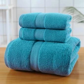 Tavus Kuşu 3'lü Set-Santorini (1 Banyo Havlusu + 2 Havlu) - 1