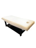 Beyaz Elastik Güzellik Salonu Yatağı Örtüsü - 100x215cm (75-80x190 yatak için) - Kalınlaştırılmış - 6