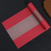 Çin Tarzı PVC Su Geçirmez Masa Örtüsü - Kırmızı - 40x240cm - 1