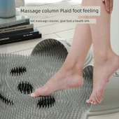 Silikon Tavşan Ayak Masaj Matı - Kaymaz Banyo Duş Matı - Gri Tavşan - 4