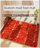Çin Kırmızısı Giriş Kapısı Paspası - Kaymaz Diatomit Banyo Halısı - Kırmızı 006 - 50x80 cm - 6
