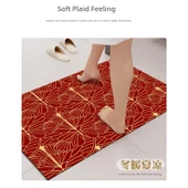 Çin Kırmızısı Giriş Kapısı Paspası - Kaymaz Diatomit Banyo Halısı - Kırmızı 006 - 50x80 cm - 2