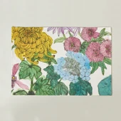 Japon Pamuklu Keten Desenli Amerikan Servis - Yüz Çiçekli Mavi-B 45x30cm - 1