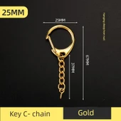 DIY Takı Anahtarlık Aksesuarı - Altın 25mm D Zincirli Koyun Gözü - 1