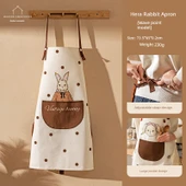 Hera Tavşan Desenli Mutfak Önlüğü - Dalga Desenli, Su Geçirmez ve Yağ Tutmaz thumbnail 1