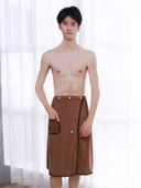 Cepli Erkek Giyilebilir Banyo Havlu Eteği - İş Kahverengi - Ekstra Büyük Boyut (100-150 kg) - 4