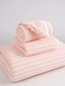 Pamuklu Emici Banyo Havlusu 3'lü Set - Pembe - 2
