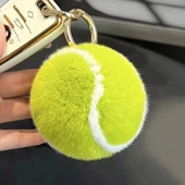 Sevimli Tavşan Suni Vizon Tüylü Araba Anahtarlık Peluş Bebek Çanta Charm - Gross Tenis thumbnail 1